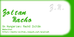 zoltan macho business card